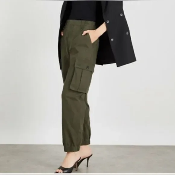 Zadig & Voltaire Pilote Canvas Cargo Jogger pant in olive green 34. NWT